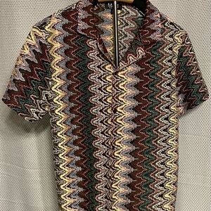 Multicolor Zigzag Pattern Men's Shirt